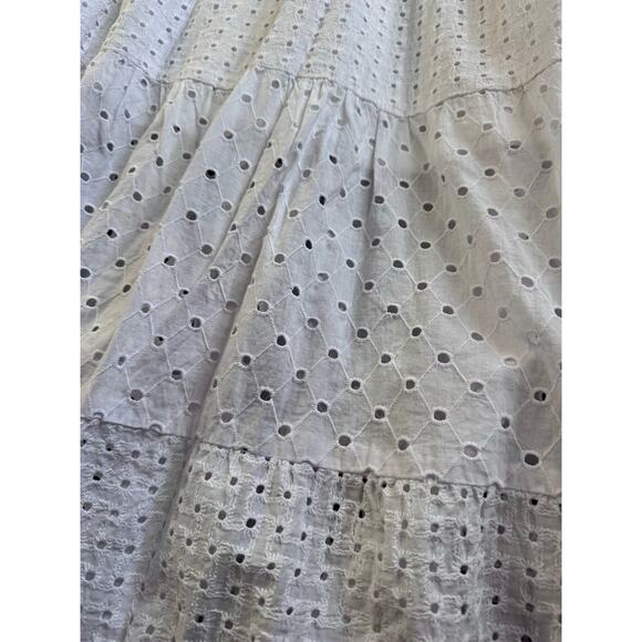 Self Contrast White Eyelet Tiered Maxi Dress Medium New - Picture 5 of 8
